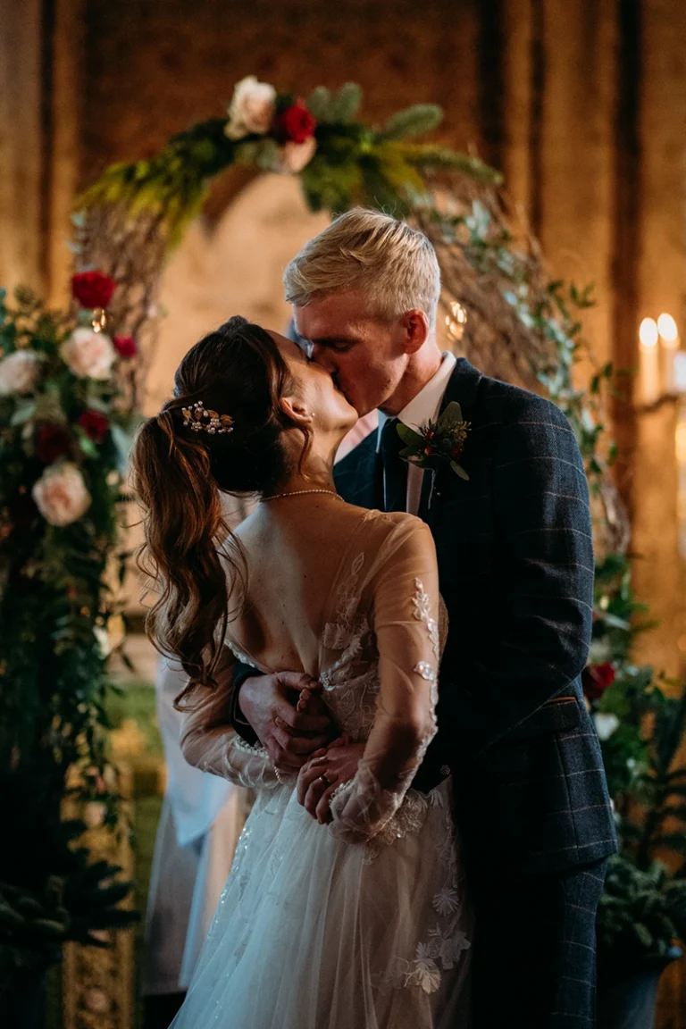 photographing the First Kiss in a wedding ceremony
